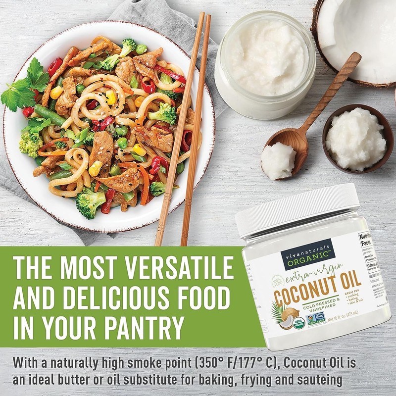 Viva Naturals Organic Coconut Oil, Cold-Pressed Natural Hair /Skin Cooking Oil gallery