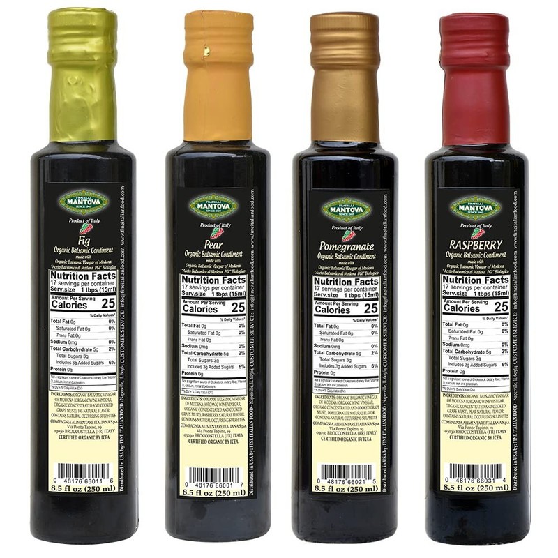 Mantova Organic Flavored Balsamic Vinegar Of Modena 4-Variety Pack Fig Pear gallery