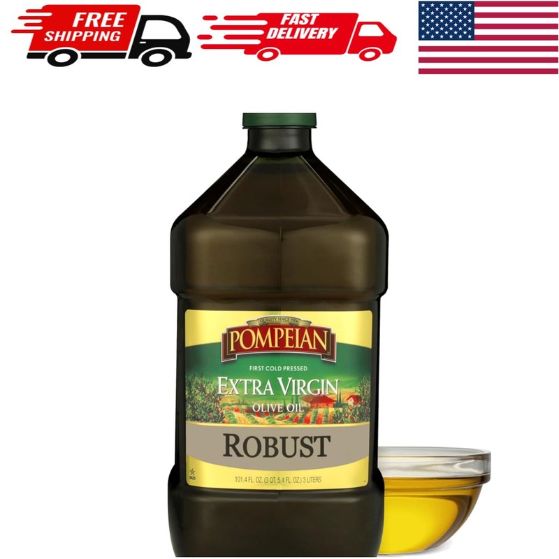 Cold Pressed Extra Virgin Olive Oil, 101 Fl Oz – Rich, Robust Flavor for Dishes