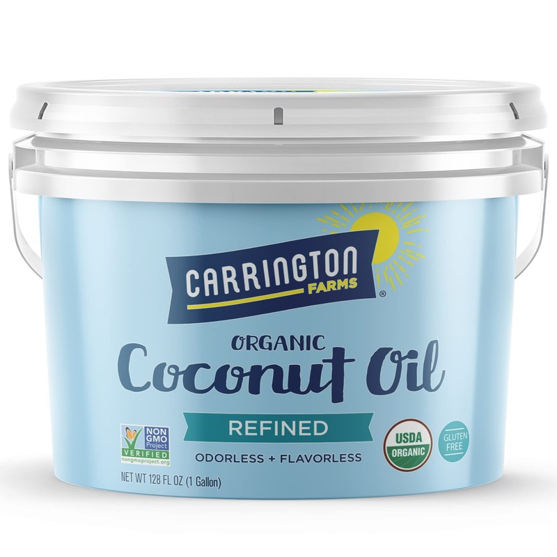 Carrington Farms Organic Refined Coconut Oil, 1 Gallon, ColdPressed, NonGMO, …