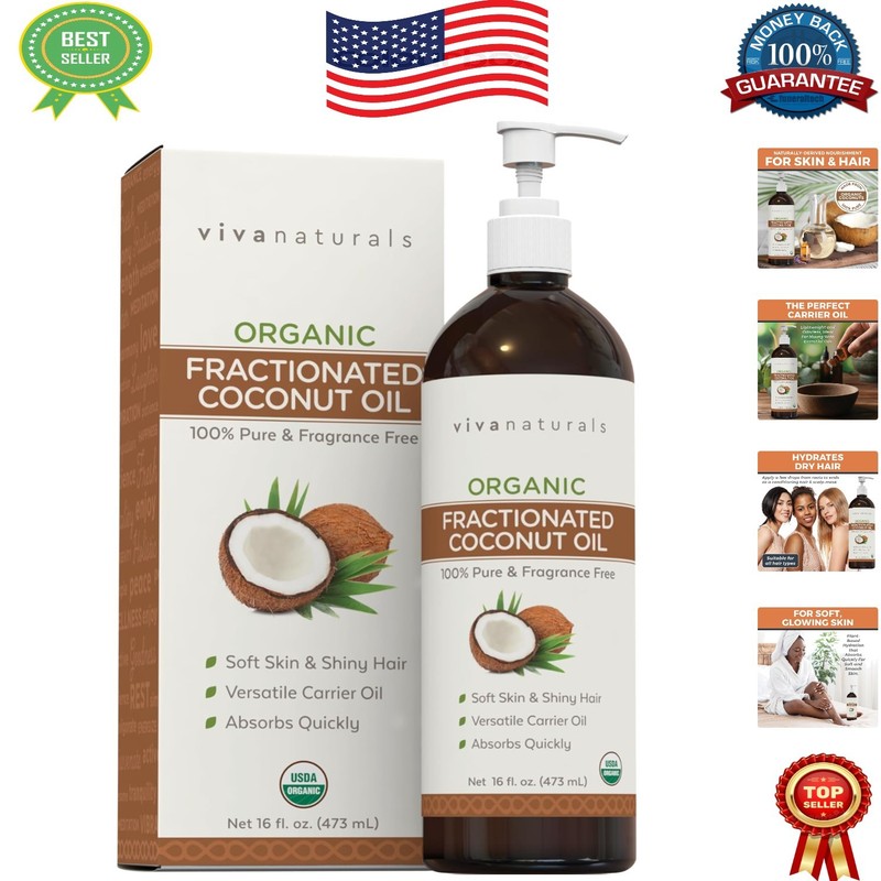 Versatile Organic Coconut Oil 16 fl oz – Ideal Carrier for Essential Oils