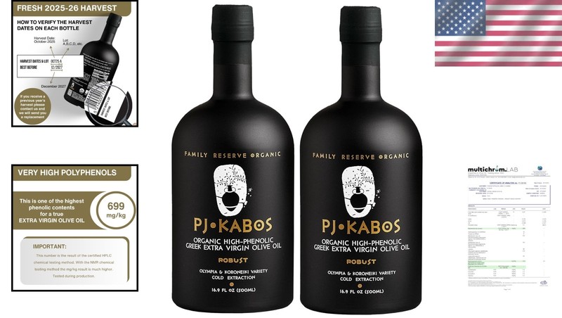 Very High Phenolic 699 mg kg Greek Extra Virgin Olive Oil Cold Extracted 2 Count gallery