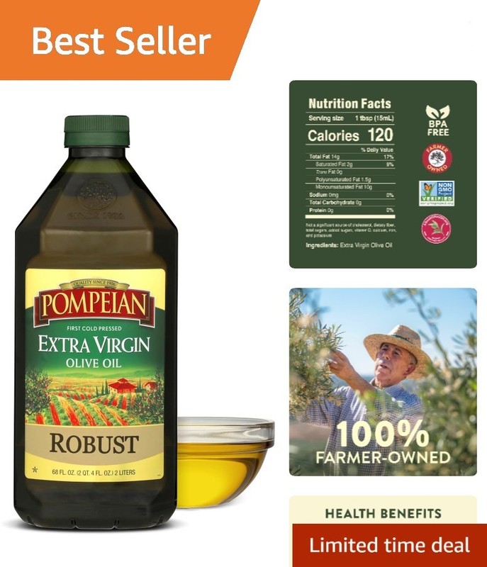 First Cold Pressed 68 Fl Oz Extra Virgin Olive Oil – Perfect for Italian Cuisine