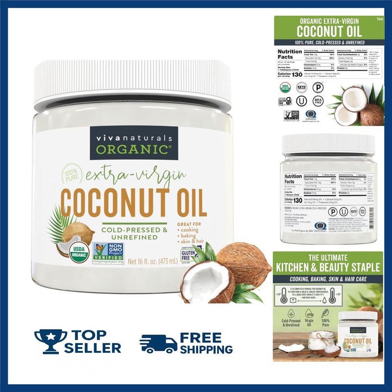 Aceite De Coco Organico Extra Virgen Para Cabello Piel Comestible Natural Virgin