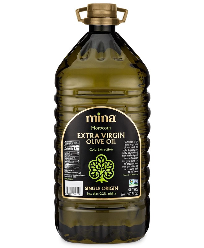 Mina Moroccan Olive Oil Extra Virgin 169 Fl Oz, New Harvest, Polyphenol Rich 5 L