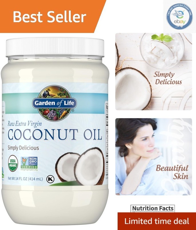 Extra Virgin Organic Coconut Oil 14 Fluid Ounces – Ideal for Cooking & Skincare