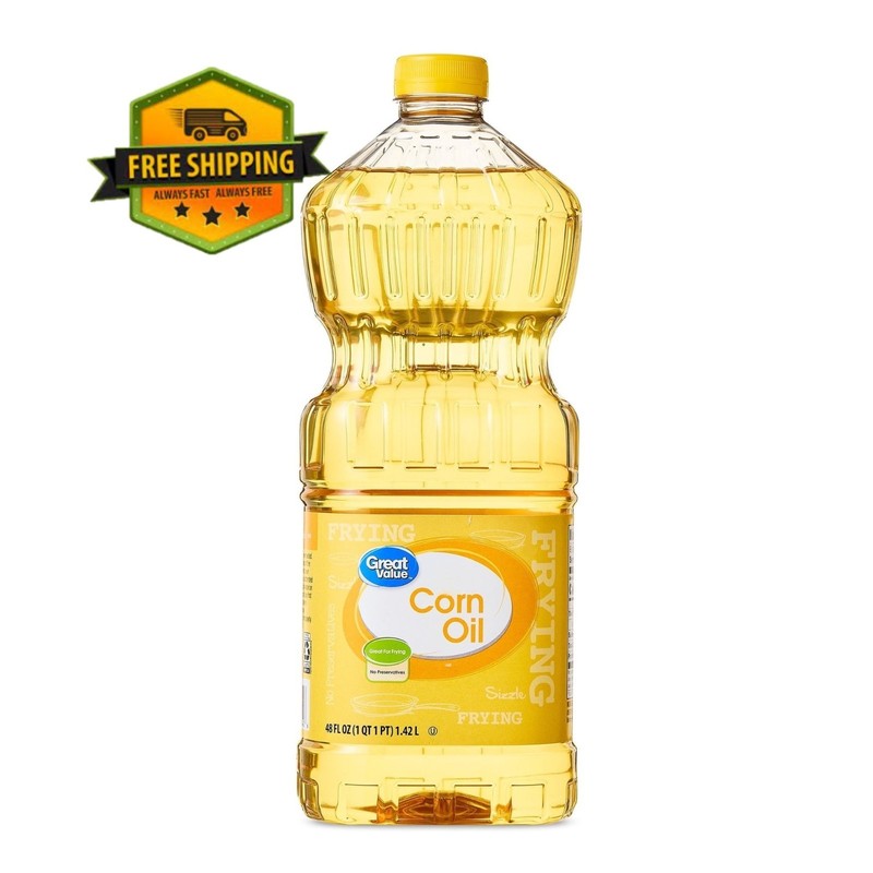 Great Value Corn Oil – Heart-Healthy, Ideal for Frying, 48 fl oz Bottle