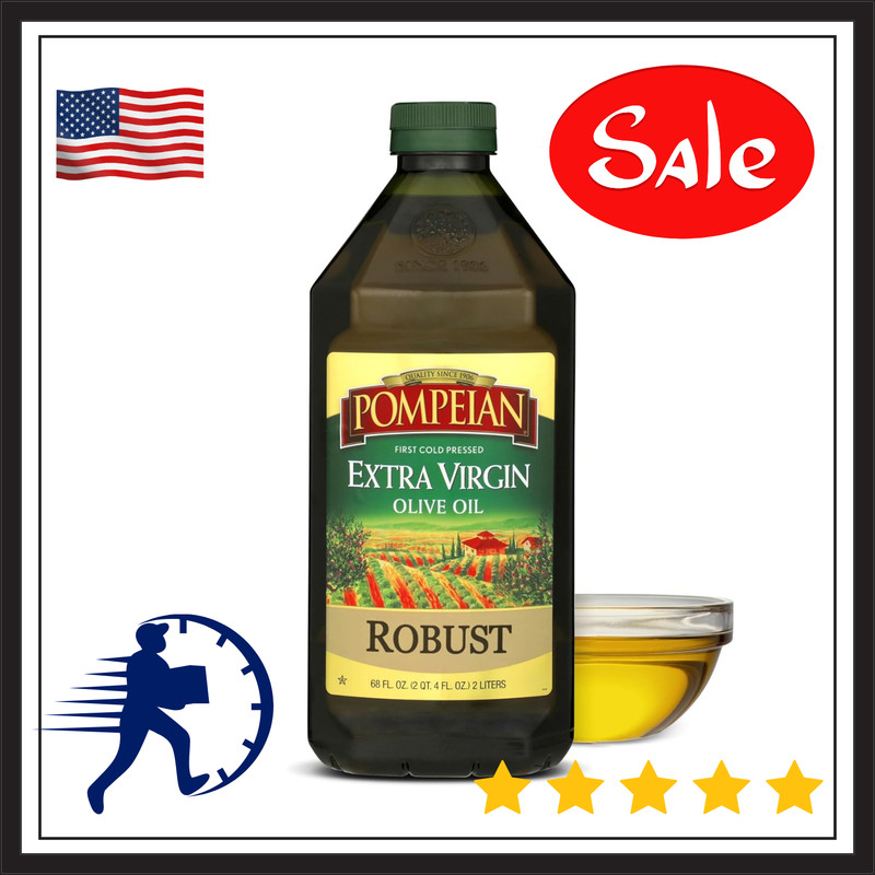 Pompeian Robust Extra Virgin Olive Oil 68 Fl Oz First Cold Pressed Non GMO