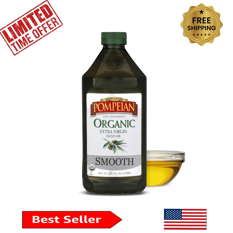 68 Fl Oz USDA Certified Organic Extra Virgin Olive Oil – Gluten Free & Kosher