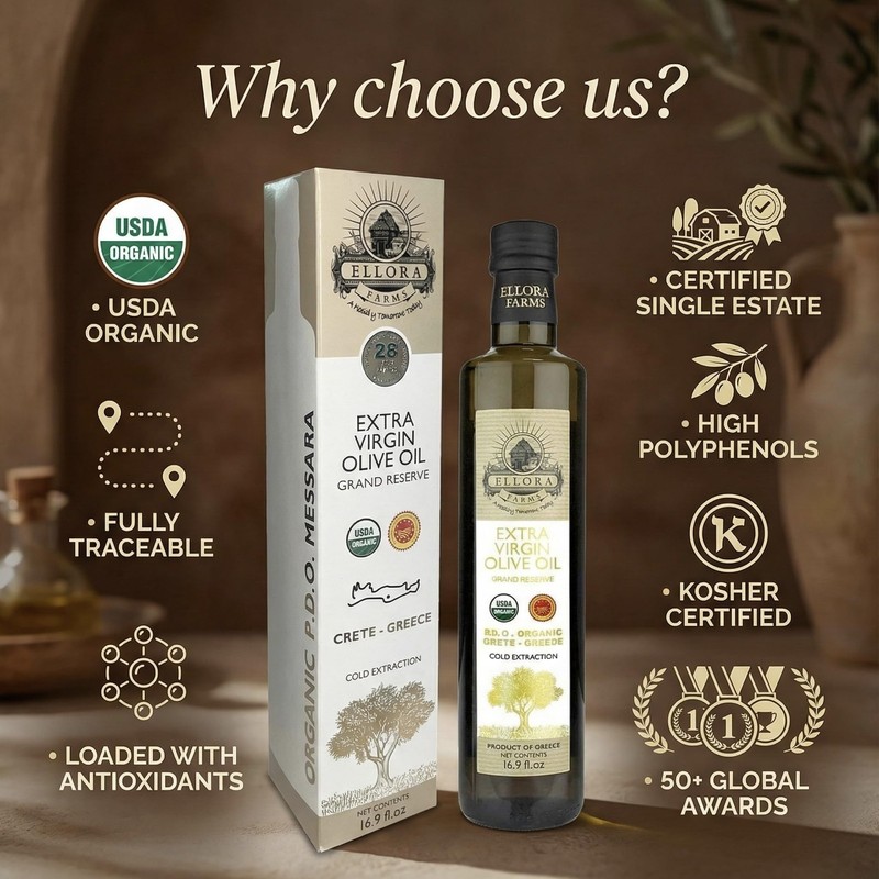 Ellora Farms, Organic Greek Extra Virgin Olive Oil, Single Estate PDO Messara... gallery