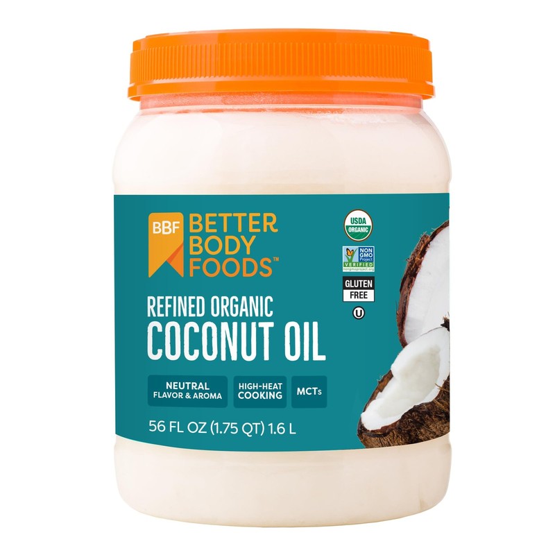 BetterBody Foods Organic Refined Coconut Oil, 56 Fl Oz, All Purpose Oil for C…