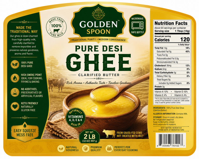 Pure Desi Ghee Clarified Butter – 2Lbs | Keto Friendly | Rich Source of Vitamins gallery