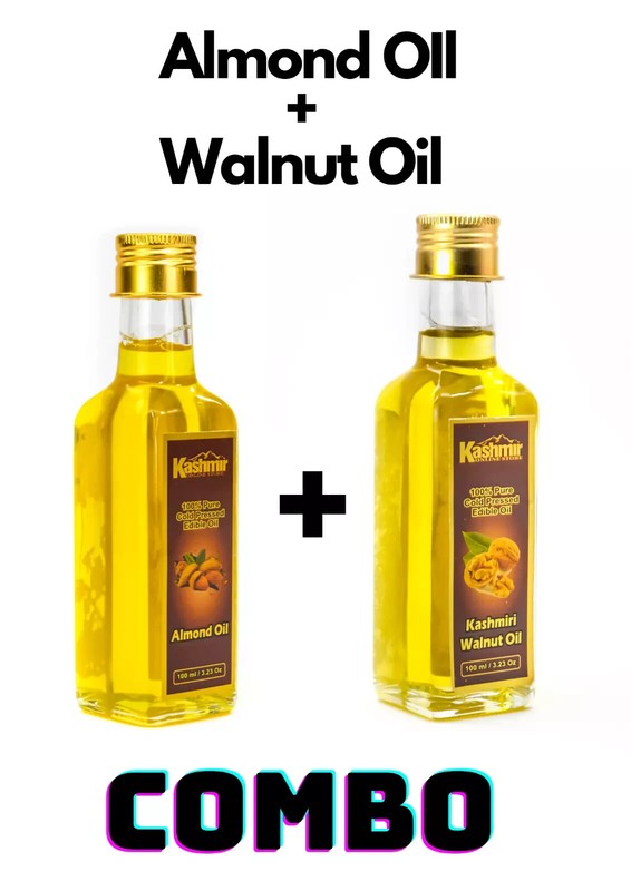 100% Natural and organic Sweet Edible Cold Pressed Walnut And Almond Oil Combo.