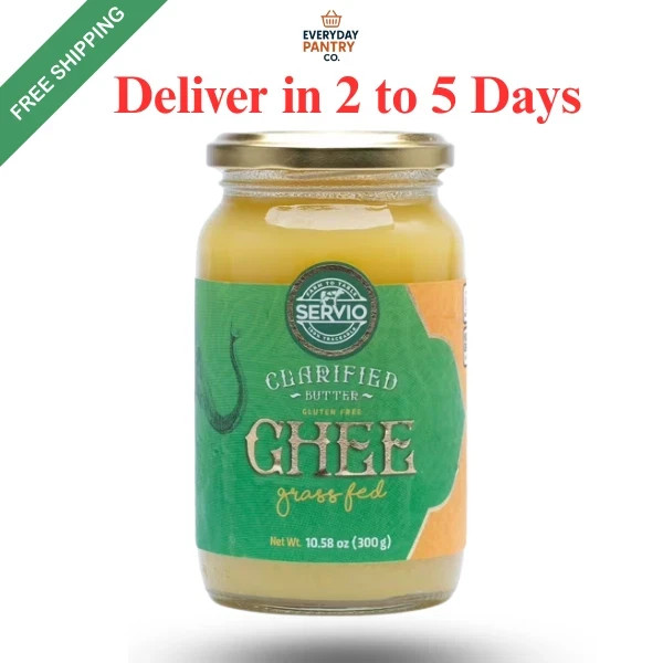 Servio Grass Fed Non-GMO Traditional Ghee Clarified Butter, 10.58 oz Jar