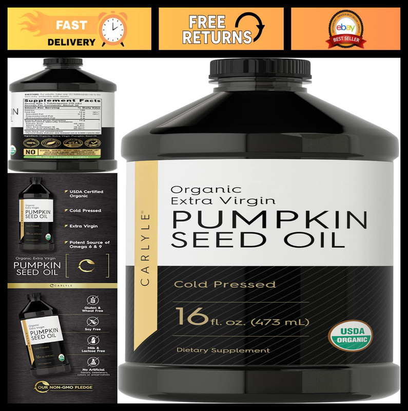 Organic Pumpkin Seed Oil 16oz – Cold Pressed, Extra Virgin, Non-GMO, Gluten Free