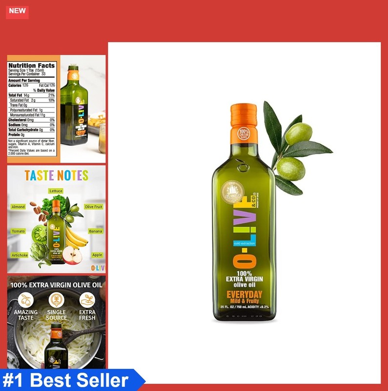 Extra Virgin Olive Oil 25 Fl Oz First Cold Pressed Glass Bottle Cooking Oil