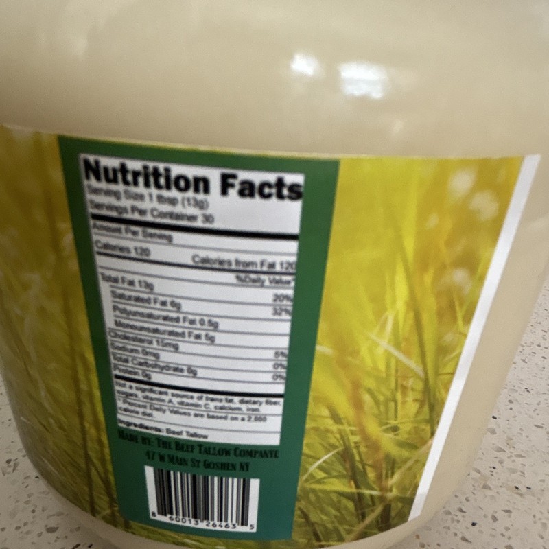 The Beef Tallow Company Grass Fed Beef Tallow, All Natural, 64 oz (1/2 Gallon) gallery