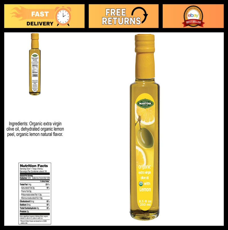 Organic Extra Virgin Olive Oil with Lemon Flavor, 8.5 fl oz – Gourmet Cooking Oi