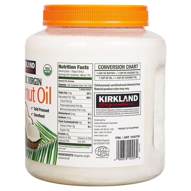 New Kirkland 100% Organic Coconut Oil - Virgin Cold Pressed Unrefined, 84 FL OZ gallery