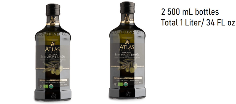 2 Atlas 500 ml Organic Cold Pressed Moroccan Extra Virgin Olive Oil Polyphenol
