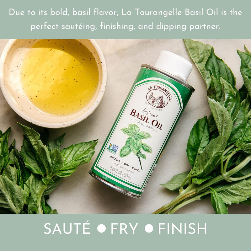 La Tourangelle, Basil Oil, Expeller-Pressed High-Oleic Oil, Great for Salads, Fi gallery