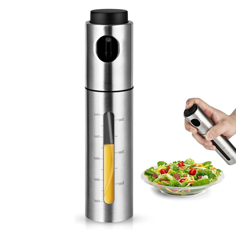 FENGHUTING 100ml Stainless Steel Olive Oil Sprayer, 3.4 Ounces, Silver