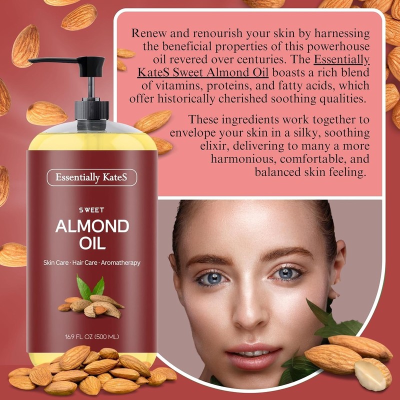 Essentially Kates Sweet Almond Oil 16.9 Fl Oz - 100% Pure and Natural and Cold P gallery