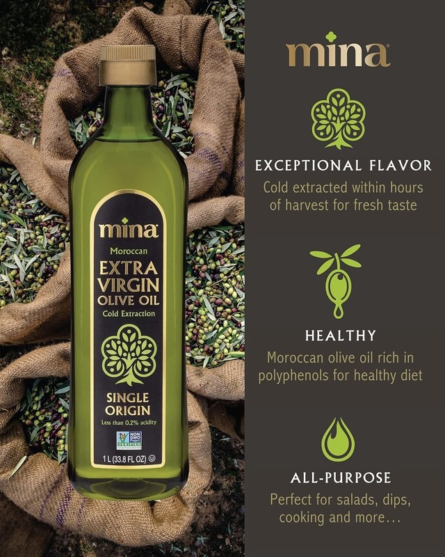 33.8 Fl Oz Olive Oil Extra Virgin Moroccan, Cold Extraction, Less than 0.2% Acid gallery