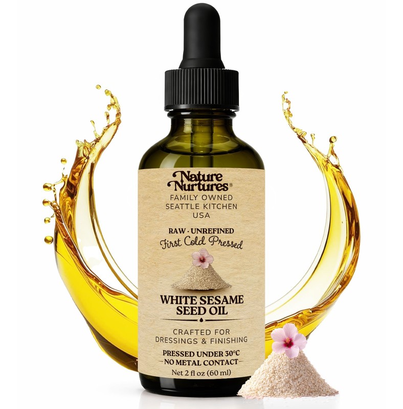 White Sesame Seed Oil Raw Unrefined First Cold-Pressed Below 30C Made in USA