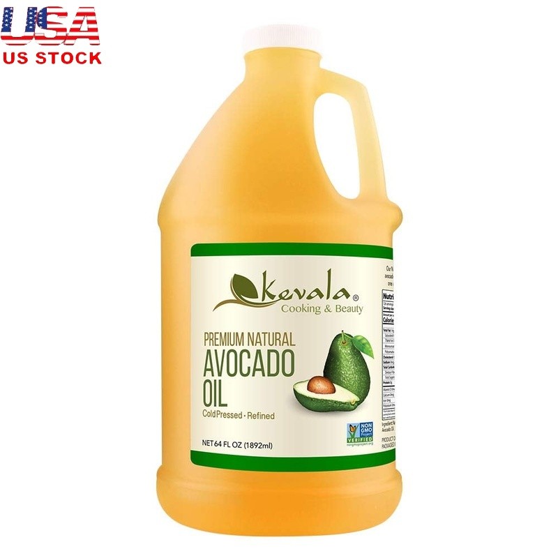 Natural Avocado Oil Cold Pressed Non-GMO Kosher Cooking Oil 64 Fl Oz 1892ml New