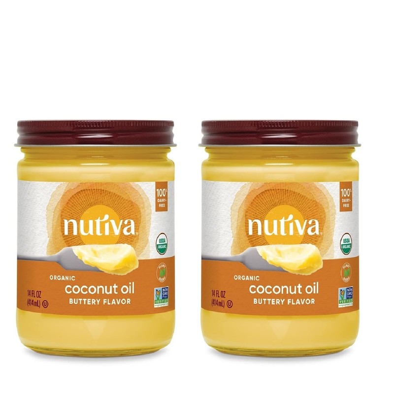 Nutiva Organic Coconut Oil with Non-Dairy Butter Flavor, 14 Ounce Pack of 2, …