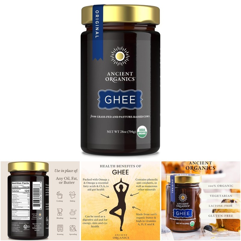 Organic Grass Fed Ghee Butter – Gluten Free Clarified Butter Vitamins Omegas