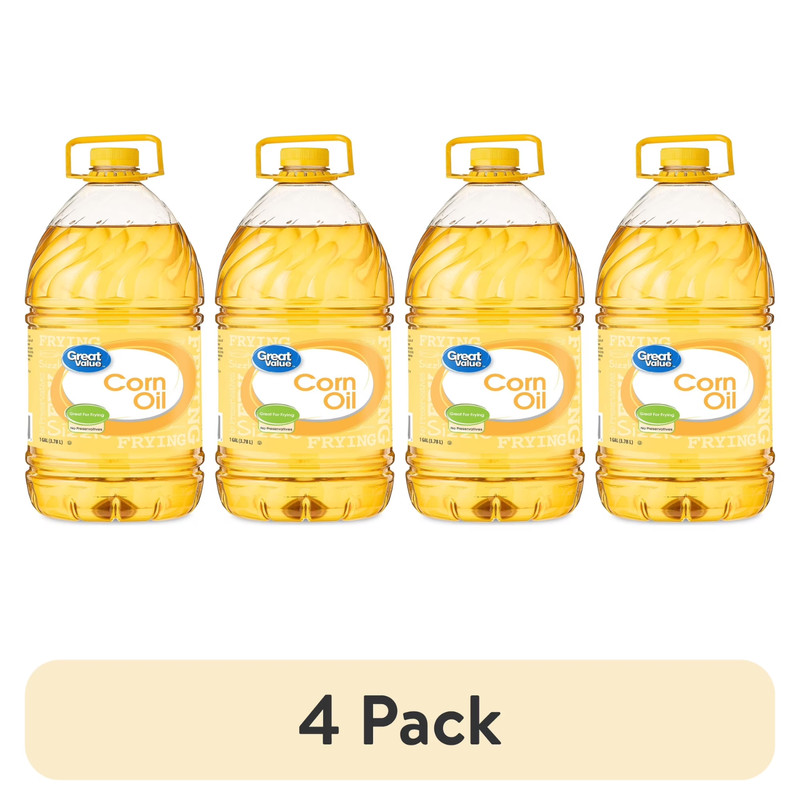 (4 pack) Great Value Corn Oil, Heart Healthy, Great for Frying, 1 Gallon Bottle